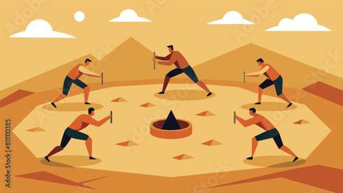 A group of fighters doing agility drills in a sand pit mimicking the uneven surface of the octagon.