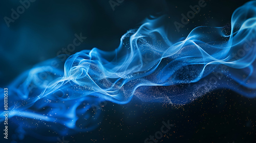 Gradient wave of abstract blue colours on a black background, hazy lights on a noise-filled, dark background, and copy space photo