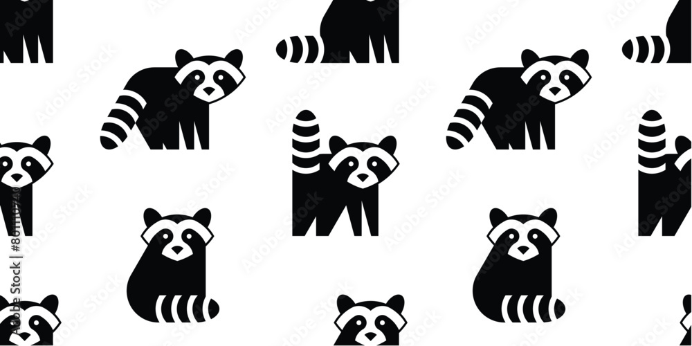 Seamless pattern with Raccoons. isolated on white background Seamless pattern with Raccoons. isolated on white background
