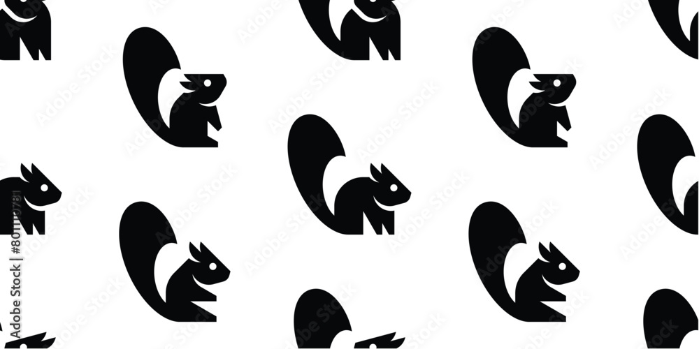Seamless pattern with Squirrels. isolated on white background