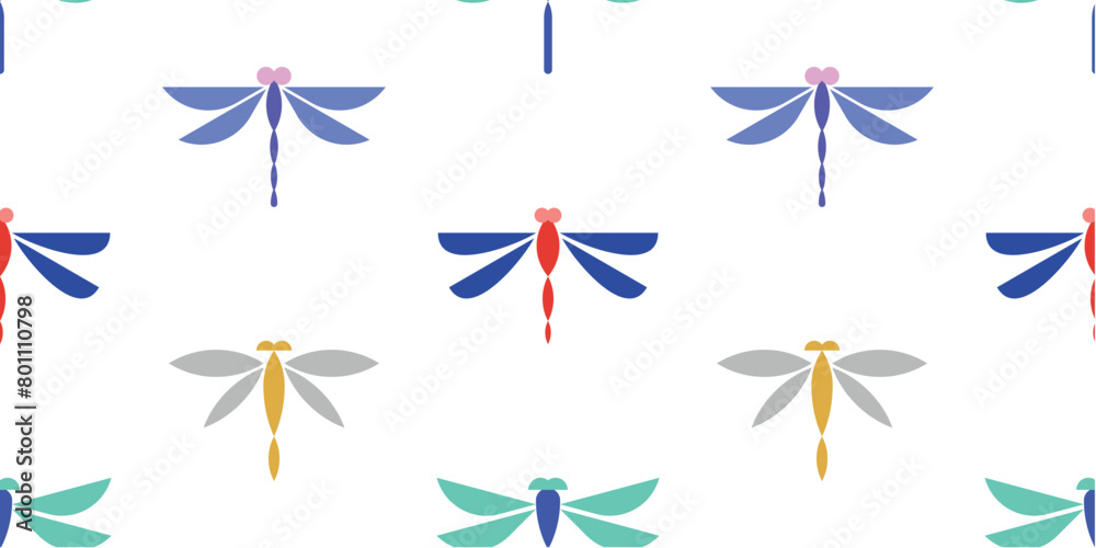 Seamless pattern with Dragonflys. isolated on white background