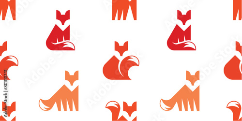 Seamless pattern with Foxs. isolated on white background