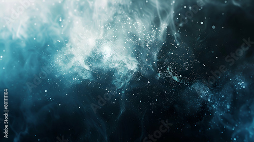 Large banner size, bright light, blurred abstract gradient of white, blue, and black on a gritty, dark background
