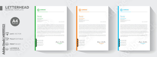 Clean Minimalist corporate letterhead template, Professional modern letterheads templates design for your business and project, Vector illustration © Abdul