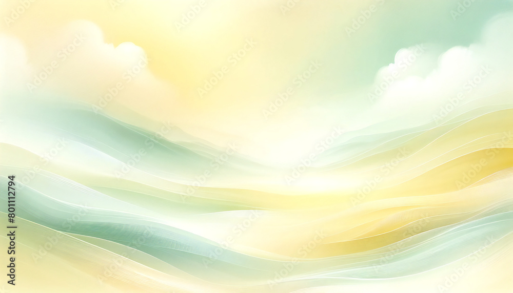 淡い黄色と白色を主体とした柔らかく滑らかなグラデーション.  AI generated.