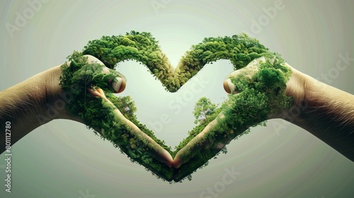 International cooperative and environment concept with heart collaborative hands. photo