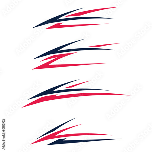 Collection of racing style geometric striped vehicle body stickers