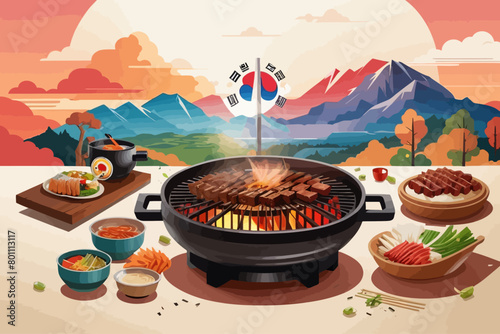 korean barbecue illustration