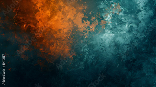 Teal orange noise texture header poster banner landing page backdrop design with a dark blurred colour gradient and grainy background