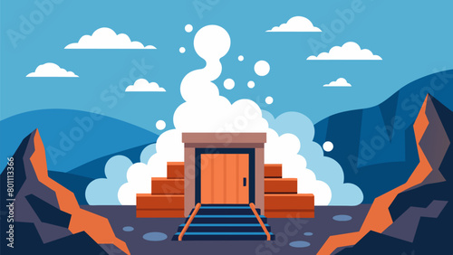 Steam rises from the saunas heated rocks bringing with it improved circulation and digestion for those inside..