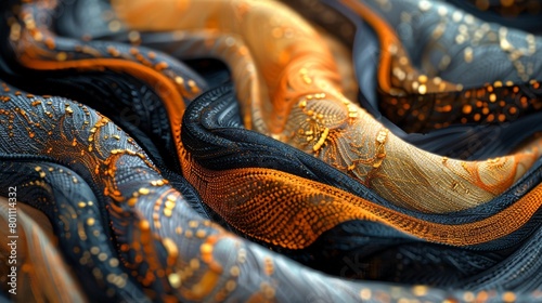 Elegant Golden Patterns on Dark Fabric