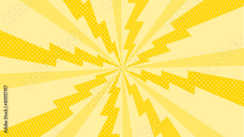 ベクターのサンバーストと稲妻のポップな背景イラスト