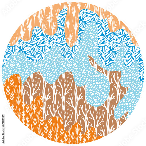 Abstract Fusion: Vibrant Round Composition