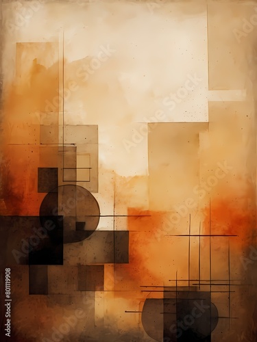 Abstract geometric painting generative AI illustration 