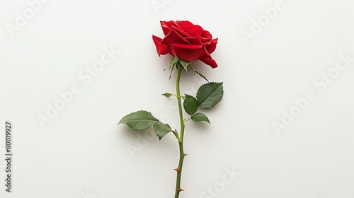 Red Chinese rose, minimalist white background, luxury lifestyle magazine cover, highkey lighting, perfectly centered