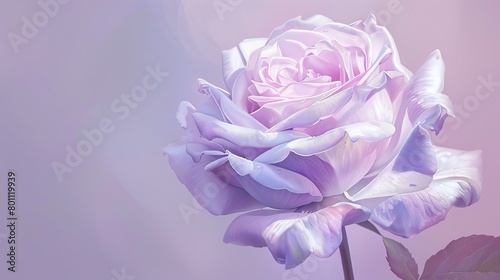 Single Chinese rose  pastel lavender backdrop  beauty and wellness magazine cover  gentle ambient light  closeup view