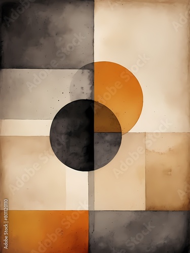 Abstract geometric painting generative AI illustration 