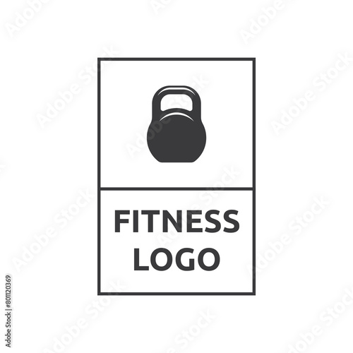 Fitness club logo with kettlebell on white, vector illustration template