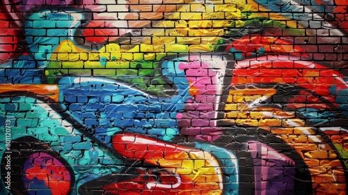 Abstract Graffiti Art with Brick Background Graffiti Template 