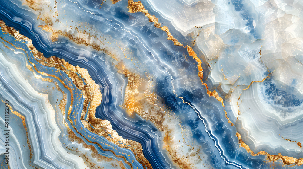 Fototapeta premium abstract background blue marble agate granite , Abstract Background, Faux Stone Texture, Agate with Blue and Gold Veins marble background. Generative AI.