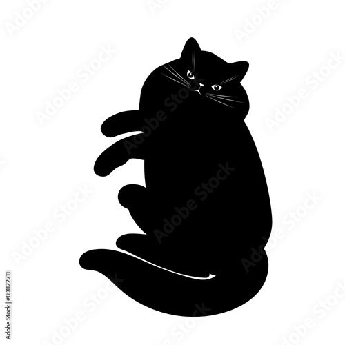 Black cat, cat silhouette, vector.
