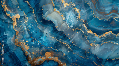 abstract background blue marble agate granite , Abstract Background, Faux Stone Texture, Agate with Blue and Gold Veins marble background. Generative AI.