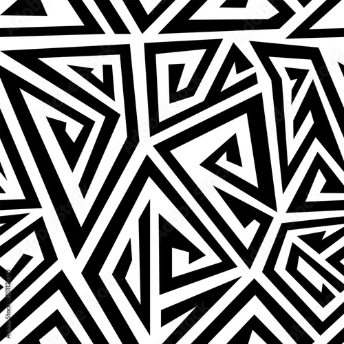 Black and white spiral. Seamless pattern