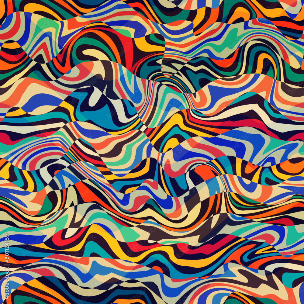 Mosaic coloured waves seamless pattern Mosaic coloured waves seamless pattern