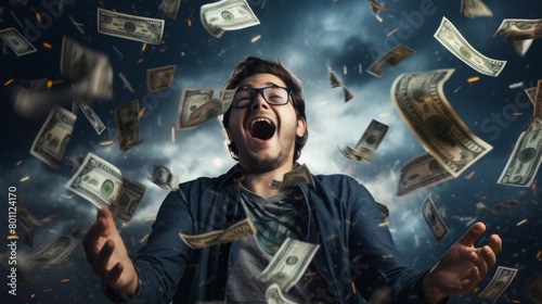 Happy person is making a lot of money online
