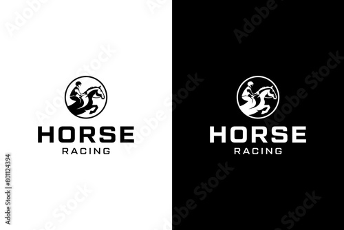 Horse Racing Illustration Logo Design.