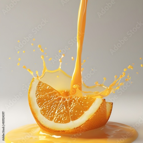 Orange juice splashing isolated on a white background  ripe fruit, isolated splash, white background.
