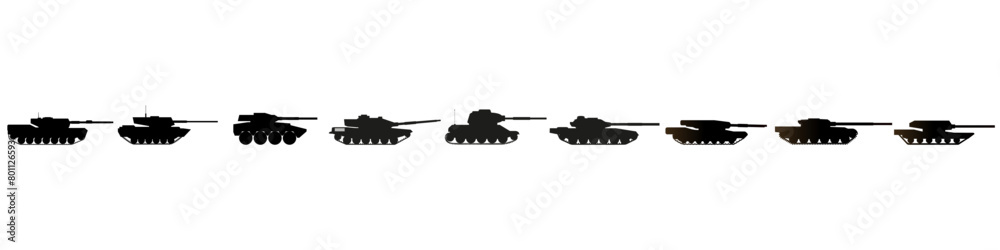 Fototapeta premium Tank icon vector set. Armored vehicles illustration sign coolection. War symbol. Weapon logo.