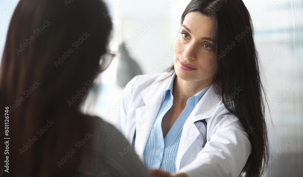 custom made wallpaper toronto digitalAdult caucasian doctor is sympathetic to patient. Psychological support for seriously ill people concept