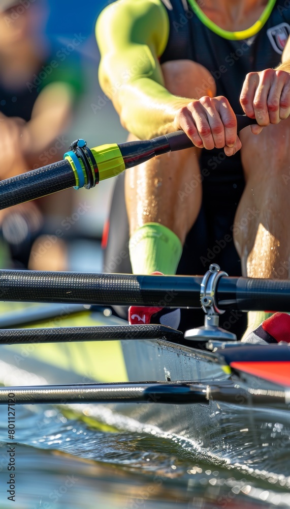 Rower s fierce determination at finish line in summer olympic games, sports concept Rower s fierce determination at finish line in summer olympic games, sports concept