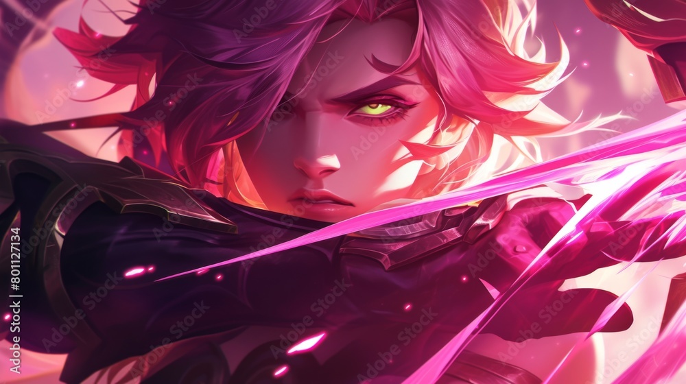 Naklejka premium Woman superhero gaming wallpaper background