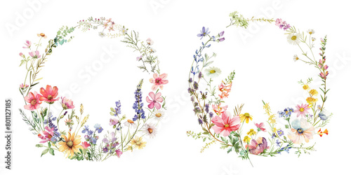 Floral wreath with a variety of wildflowers © patrycja_d