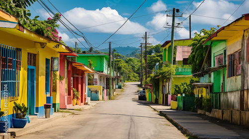 street in the old town, Caribbean urban area with colourful houses
