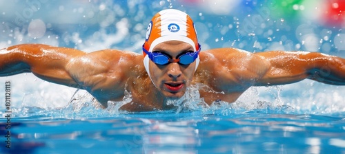 Swimmer s precise hand entry in breaststroke at olympic games, showcasing technique