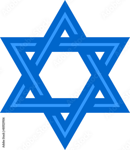 Jewish Star of David icon. Vector six pointed stars symbol.