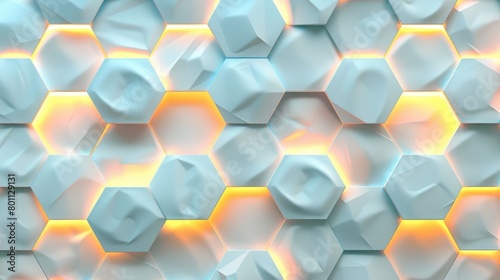 Blue hexagons with glowing orange edges