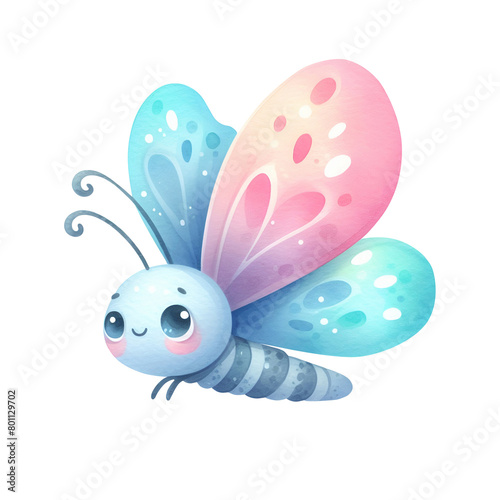  Cute butterfly isolated on transparent background. AI 