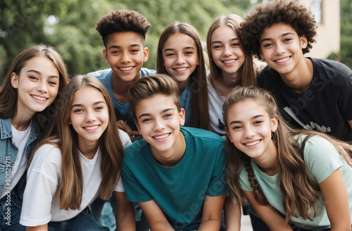 Group of teenagers together in the park