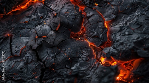 Dark scorched earth with radiant lava lines