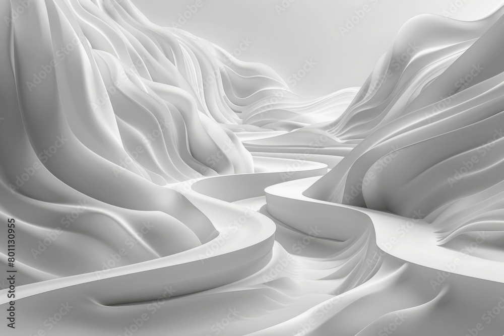 White wavy peaceful background. Abstract futuristic wavy surface. Architectural undulating background. White wavy peaceful background. Abstract futuristic wavy surface. Architectural undulating background.