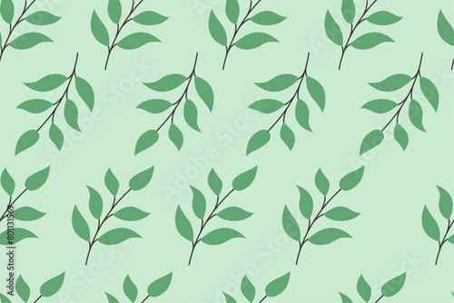 Botanical leaves seamless pattern. Natural hand drawn pattern design with leaves, branches. Summer background for fabric, print, cover, banner, wallpaper, textile, 