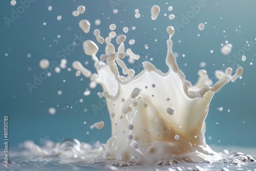 Splashing milk isolated on blue background,closeup of milk splash © Владимир Солдатов
