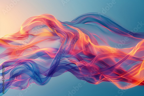 Abstract background with red and blue flowing waves.