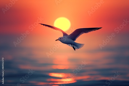 Sunset Aviator: Seagull's Dance in the Golden Hour Sky © WM7