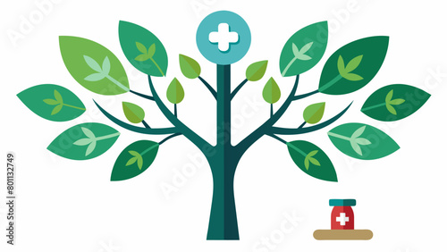 A tree with two different types of leaves one representing traditional medicine and the other representing alternative therapies showing how they both.