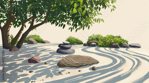 Zen Garden Serenity  Harmonizing Stones and Sand